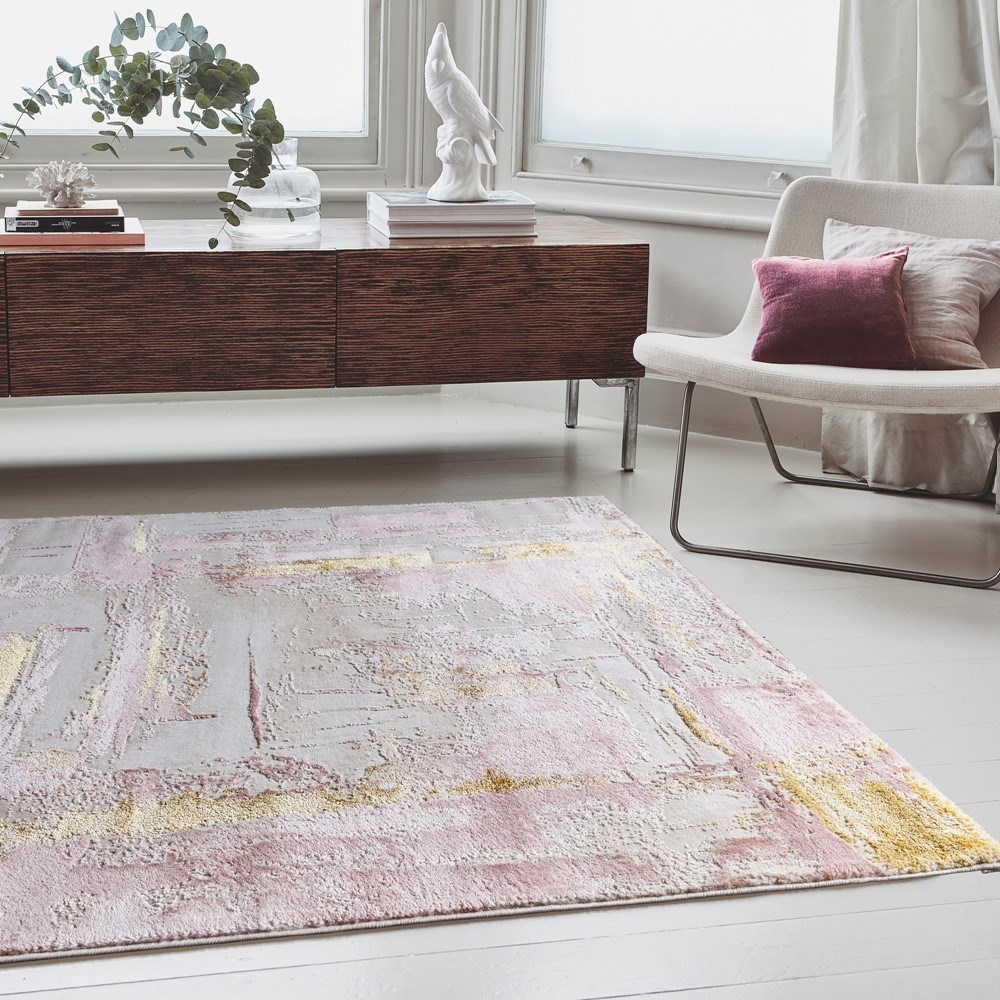 Orion Decor Abstract Metallic Rugs in OR01 Pink